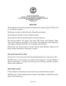 STATE OF TENNESSEE DEPARTMENT OF COMMERCE AND INSURANCE STATE BOARD OF COSMETOLOGY AND BARBER EXAMINERS 500 JAMES ROBERTSON PARKWAY NASHVILLE, TN[removed]2515