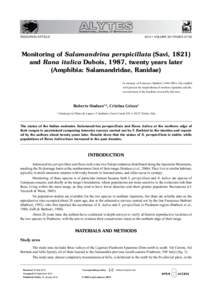 RESEARCH ARTICLE  2014 | VOLUME 30 | PAGES[removed]Monitoring of Salamandrina perspicillata (Savi, 1821) and Rana italica Dubois, 1987, twenty years later