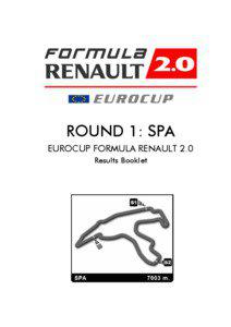 ROUND 1: SPA EUROCUP FORMULA RENAULT 2.0 Results Booklet