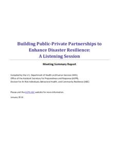 Building Public-Private Partnerships to Enhance Disaster Resilience: A Listening Session