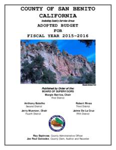 COUNTY OF SAN BENITO CALIFORNIA Including County Service Areas ADOPTED BUDGET FOR