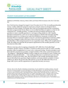 LEGAL FACT SHEET  STANDBY GUARDIANSHIP LAW BROADENED* Published in NYSB Elder Attorney, Winter 2000, and Printed With Permission of the New York State Bar.
