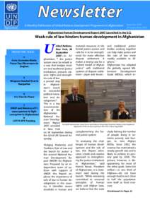 Afghanistan  A Monthly Publication of United Nations Development Programme in Afghanistan Issue NoSeptember 2007
