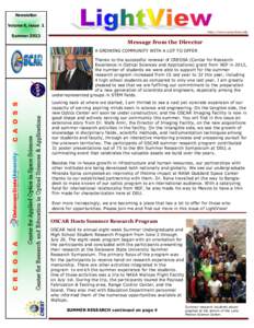 Newsletter Volume 6, Issue 1 http://www.oscar.desu.edu Summer 2013