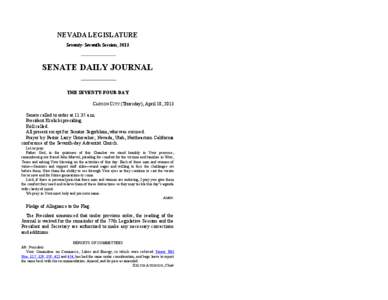 77th[removed]Session Journal - (Thursday), April 18, [removed]SENATE DAILY JOURNAL		THE SEVENTY-FOUR DAY