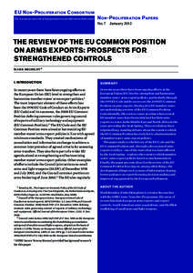 The review of the EU Common Position on arms exports: prospects for strengthened controls, Non-proliferation Papers no. 7