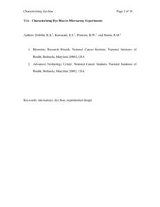 Tentative:  Characterizing Dye Bias in Microarray Experiments