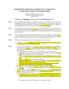 AMENDMENTS TO THE MODEL CONSTITUTION FOR CONGREGATIONS AS APPROVED BY THE 2013 CHURCHWIDE ASSEMBLY Prepared by the Office of the Secretary