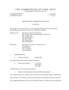THE COMMISSION OF FINE ARTS ESTABLISHED BY CONGRESS 17 MAY 1910 NATIONAL BUILDING MUSEUM 401 F STREET NW SUITE 312 WASHINGTON, DC[removed]