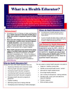 What is a Health Educator Fact Sheet