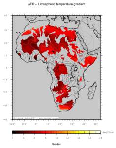 AFR − Lithospheric temperature gradient  40˚ 10 9