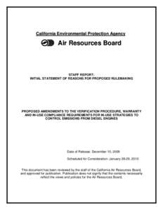 California Environmental Protection Agency  Air Resources Board STAFF REPORT: INITIAL STATEMENT OF REASONS FOR PROPOSED RULEMAKING