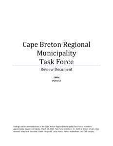 Cape Breton Regional Municipality Task Force Review Document CBRM[removed]