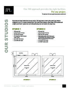 Our 360 approach provides the right facilities. For any project. OUR STUDIOS  The right tools in the most capable hands produce excellent work.