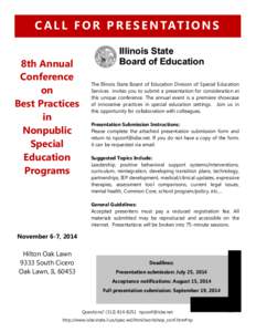 Eighth Annual Conference on Best Practices in Nonpublic Special Education Programs Call for Presentations
