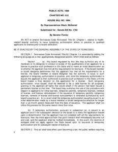 PUBLIC ACTS, 1999 CHAPTER NO. 518 HOUSE BILL NO[removed]By Representatives Black, McDaniel Substituted for: Senate Bill No[removed]By Senator Fowler