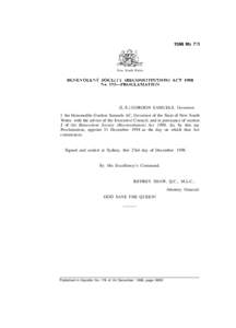 New South Wales  Benevolent Society (Reconstruction) Act 1998 No[removed]Proclamtation (L.S.) GORDON SAMUELS, Governor.  I. the Honourable Gordon Samuels AC, Governor of the State of New South