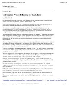 Osteopathy Proves Effective for Back Pain - New York Times[removed]:21 AM November 16, 1999