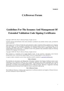 Version 1.1  CA/Browser Forum Guidelines For The Issuance And Management Of Extended Validation Code Signing Certificates