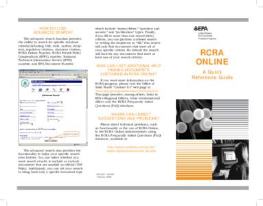 RCRA Online:  A Quick Reference Guide