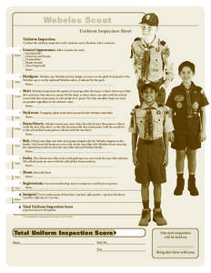 Webelos Scout Uniform Inspection Sheet Uniform Inspection.
