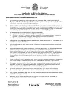 Application for Diving Certification