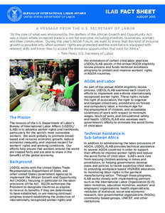 BUREAU OF INTERNATIONAL LABOR AFFAIRS  ILAB FACT SHEET august[removed]UNITED STATES DEPARTMENT OF LABOR