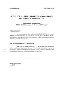 For information  PWSCI[removed]NOTE FOR PUBLIC WORKS SUBCOMMITTEE OF FINANCE COMMITTEE