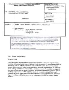 DEPARTMENT OF HOUSING AND URBAN DEVELOPMENT Housing. Federal Housing Commissioner Seriesand SeriesNumber: MATERIALS RELEASE NO: 1310a