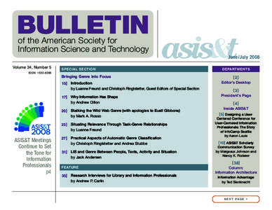 BULLETIN of the American Society for Information Science and Technology June/July 2008 Volume 34, Number 5