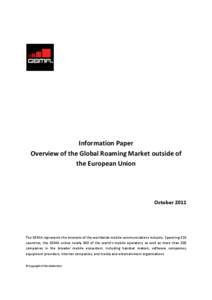 Information Paper Overview of the Global Roaming Market outside of the European Union October 2011