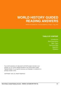 WORLD HISTORY GUIDED READING ANSWERS WHGRA-18-COUS6-PDF | File Size 2,000 KB | 37 Pages | 7 Aug, 2016 TABLE OF CONTENT Introduction