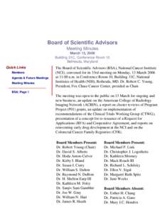 NCIDEA: Board of Scientific Advisors Meeting Minutes of March 13, 2006