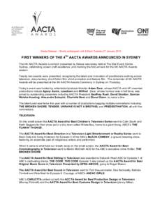 AACTA Award for Best Direction in a Documentary / Visual arts / AACTA Award for Best Short Animation / AACTA Film Awards / AACTA Award for Best Documentary Series / Film / AACTA Awards / Australian Academy of Cinema and Television Arts