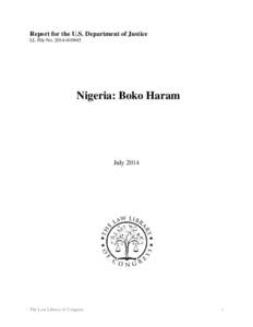 Report for the U.S. Department of Justice LL File No[removed]Nigeria: Boko Haram  July 2014