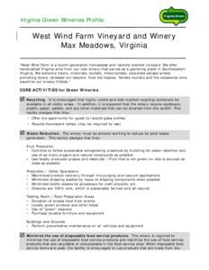 Virginia Green Wineries Profile: ______________ ___  West Wind Farm Vineyard and Winery