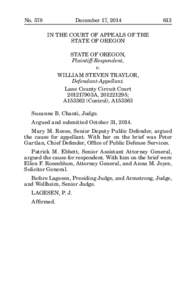 No. 578	  December 17, 2014	613 IN THE COURT OF APPEALS OF THE STATE OF OREGON STATE OF OREGON,