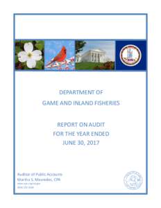 Department of Game and Inland Fisheries for the year ended June 30, 2017