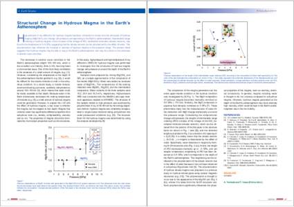 4 Earth Science  PF Activity Report 2010 #28 Structural Change in Hydrous Magma in the Earth’s Asthenosphere