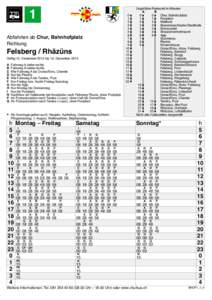 1 Abfahrten ab Chur, Bahnhofplatz Richtung Felsberg / Rhäzüns Gültig 15. Dezember 2013 bis 13. Dezember 2014