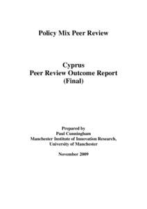 Policy Mix Peer Review  Cyprus Peer Review Outcome Report (Final)