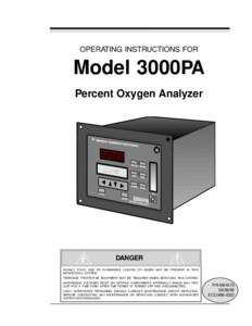 Percent Oxygen Analyzer  OPERATING INSTRUCTIONS FOR Model 3000PA Percent Oxygen Analyzer