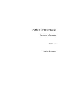 Python for Informatics Exploring Information VersionCharles Severance