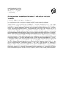 Geophysical Research Abstracts Vol. 14, EGU2012, 2012 EGU General Assembly 2012 © Author(sOn the precision of sandbox experiments – insight from test-retest