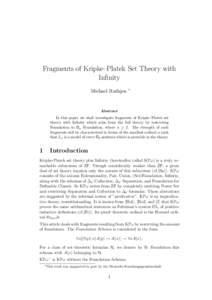 Fragments of Kripke–Platek Set Theory with Infinity Michael Rathjen ∗