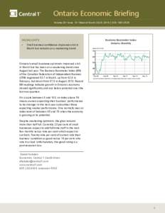 Ontario Economic Briefing Volume 20 • Issue 13 • Week of March 24-28, 2014 | ISSN: [removed]HIGHLIGHTS: •