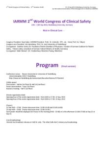 nd  nd 2 World Congress of Clinical Safety (2 tentative Draft)