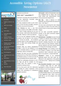 Accessible Living Options (ALO) Newsletter October 2014 Volume1, Issue 1