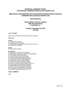 Proviso Township High School District 209 Financial Oversight Panel Special Meeting  - September 24, 2013