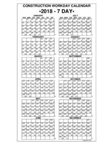 CONSTRUCTION WORKDAY CALENDAR •[removed]DAY•  JANUARY